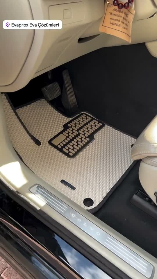 Volvo XC90 EVA paspas - Bej taban, Siyah kenar